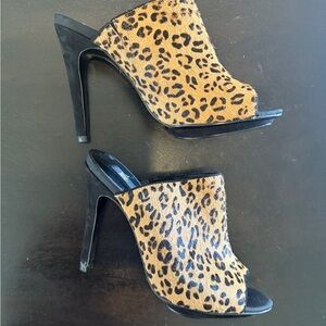 MANGO animal print Leather hair on Heels Size 7.5